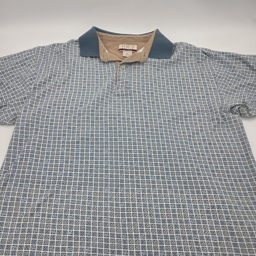 Vintage Jos. A. Bank Joe's Casual Polo Shirt Geometric M 100% Cotton Made in USA